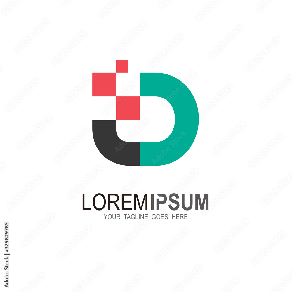 T and D logo combination, Pixel icon with letter designs Stock Vector ...