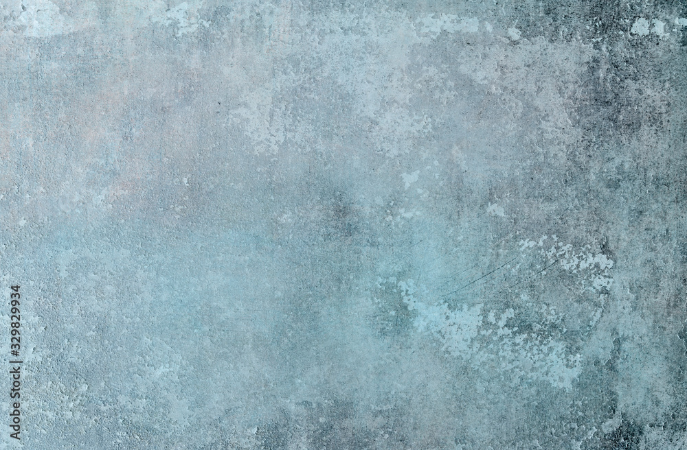 Old blue distressed grungy wall background