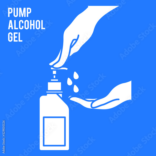 Pump alcohol gel Hand sanitizer Alcohol-based hand rub. Rubbing alcohol. Wall mounted soap dispenser. Wall hanging hand wash container. Protection from germs such as coronavirus (Covid-19) icon design