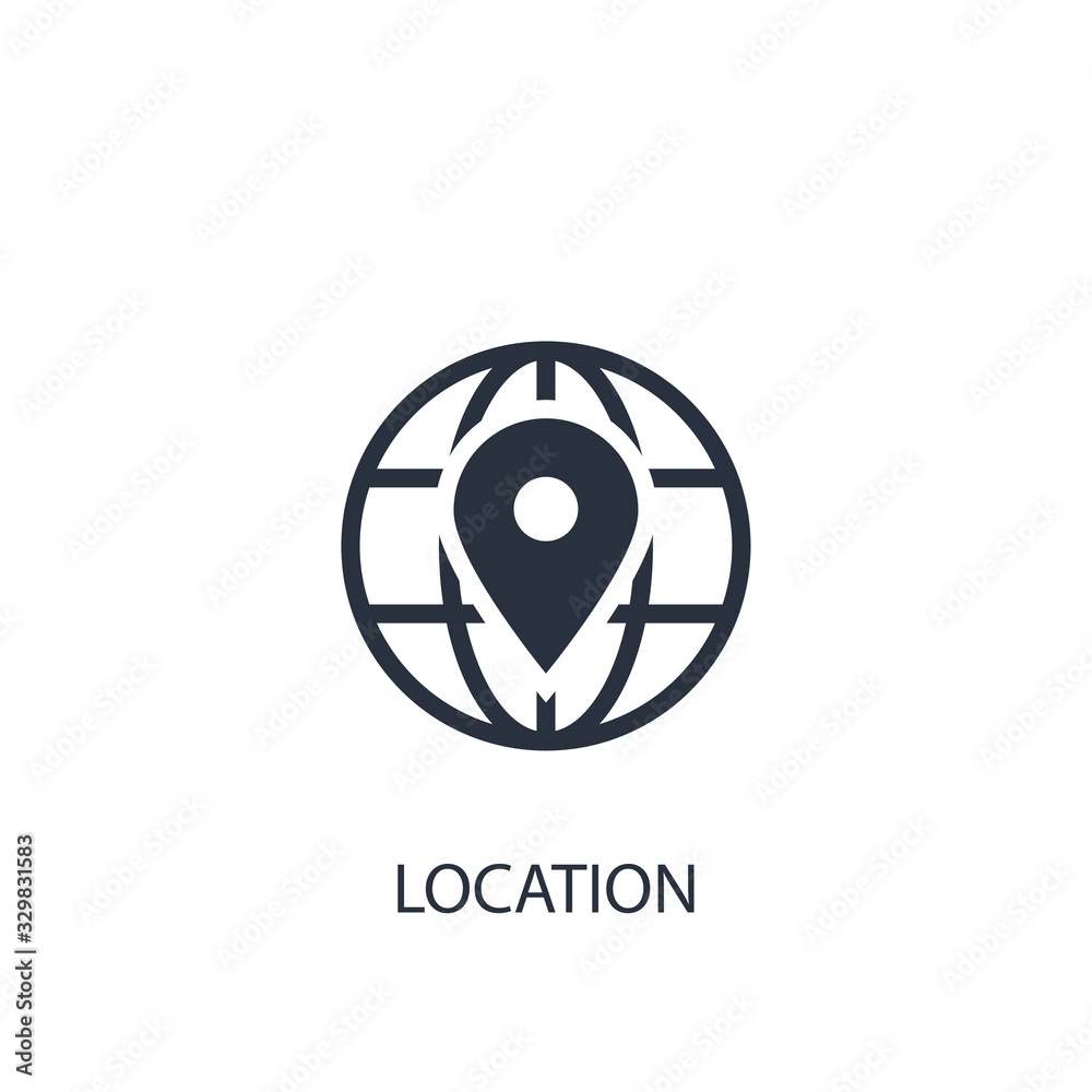Location concept icon. Simple one colored travel element illustration. Location concept icon. Simple one colored travel element illustration.