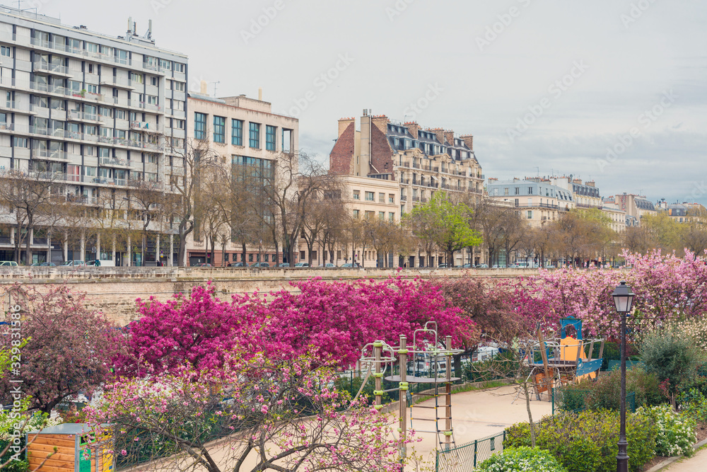 PARIS, FRANCE - APRIL 7, 2019: The Bastille was built to defend the eastern approach to the city of Paris, France