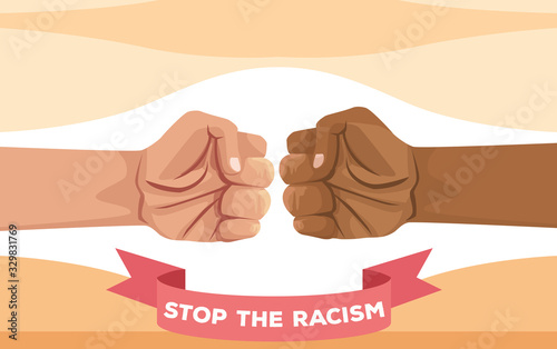interracial hands fist stop racism campaign
