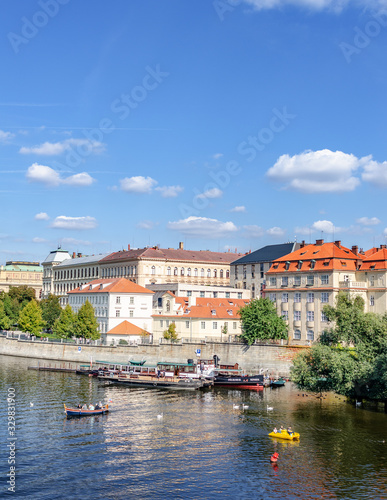 View of the Vltava River in Prague, Czech Republic.