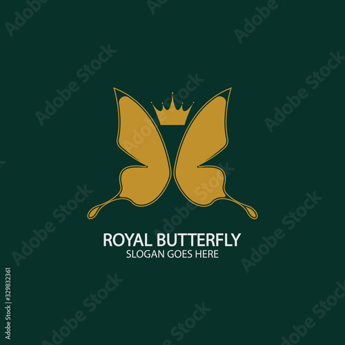 Golden Butterfly logo. Royal butterfly logotype