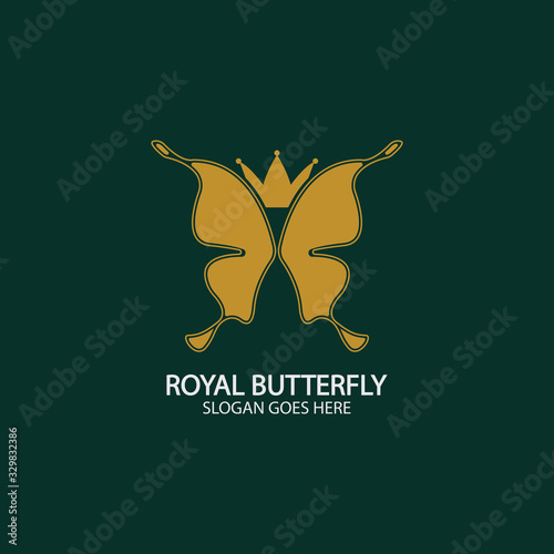 Golden Butterfly logo. Royal butterfly logotype