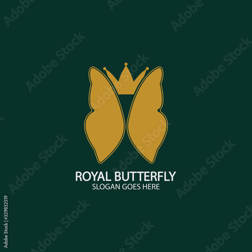 Golden Butterfly logo. Royal butterfly logotype