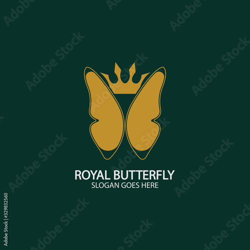 Golden Butterfly logo. Royal butterfly logotype