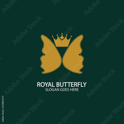 Golden Butterfly logo. Royal butterfly logotype