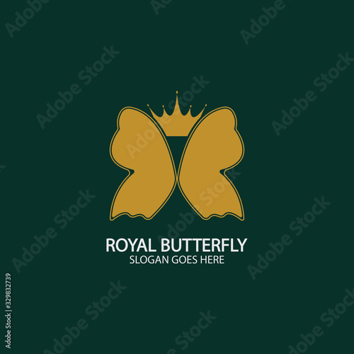 Golden Butterfly logo. Royal butterfly logotype