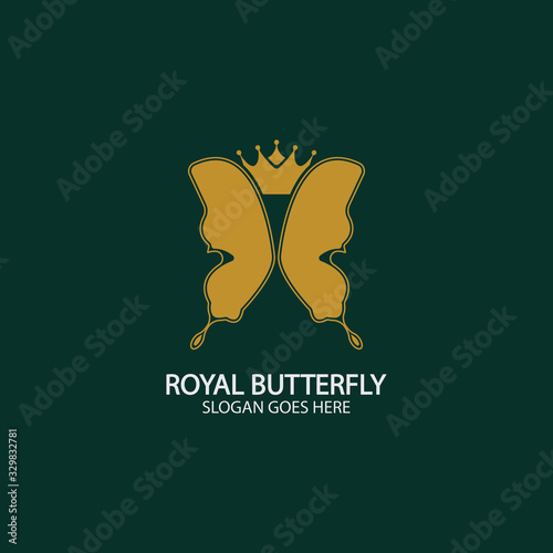 Golden Butterfly logo. Royal butterfly logotype