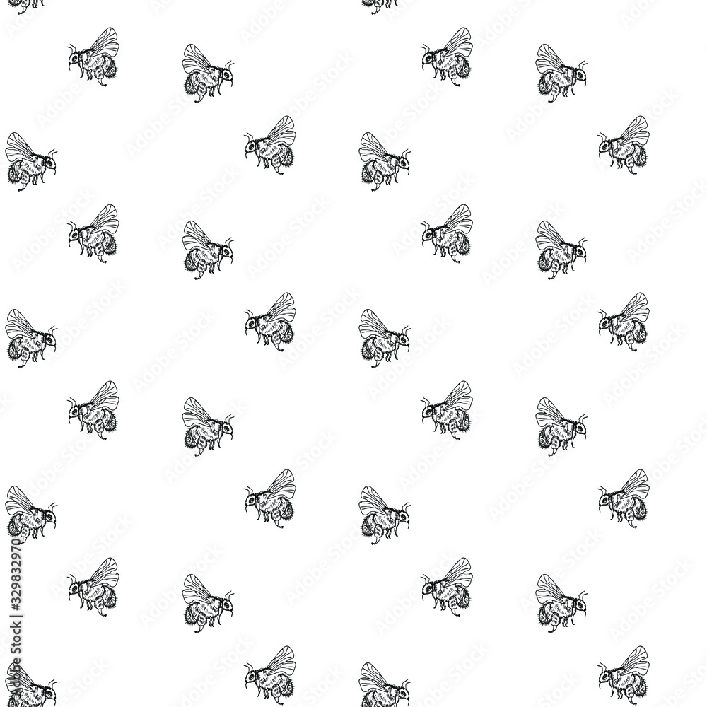 Insects linear pattern - vector seamless texture or background with ...