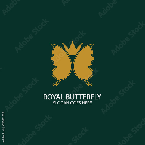 Golden Butterfly logo. Royal butterfly logotype