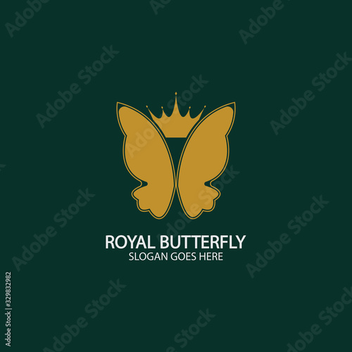 Golden Butterfly logo. Royal butterfly logotype