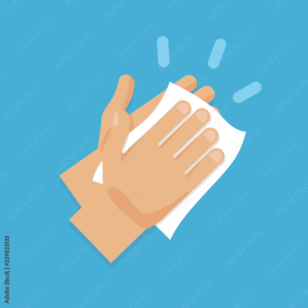 Fototapeta premium Drying hand with towel. Vector flat illustration
