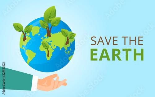 Earth day, Vector save earth concept graphic with globe
