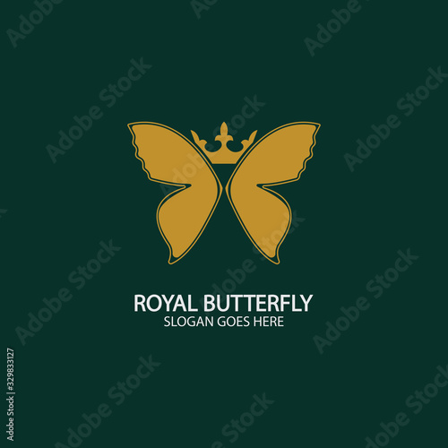 Golden Butterfly logo. Royal butterfly logotype