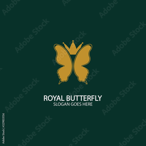 Golden Butterfly logo. Royal butterfly logotype