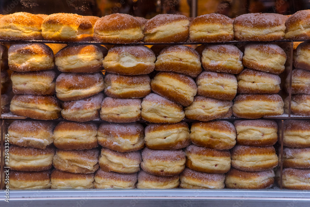 Doughnuts in a Bakery Shop Window