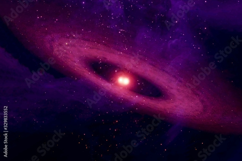Fototapeta Naklejka Na Ścianę i Meble -  Beautiful galaxy of red color with stars. Elements of this image were furnished by NASA.