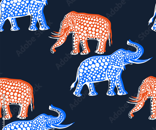 Vector background hand drawn doodle elephant. Hand drawn ink illustration. Modern ornamental decorative background. Vector pattern. Print for textile, cloth, wallpaper, scrapbooking