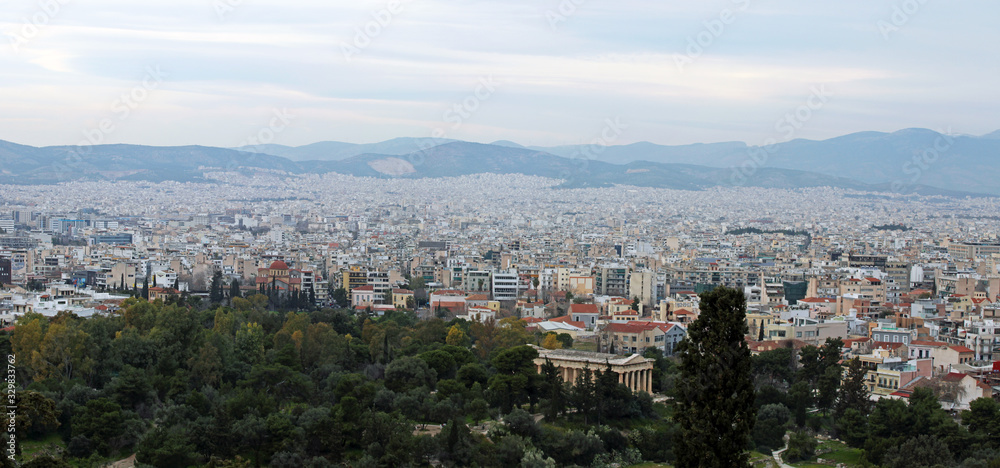 aerial view of the city of athens, greece