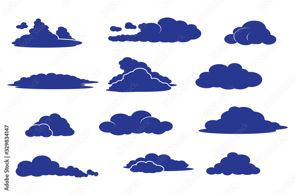 vector set of various clouds - cloud shapes in atmosphere
