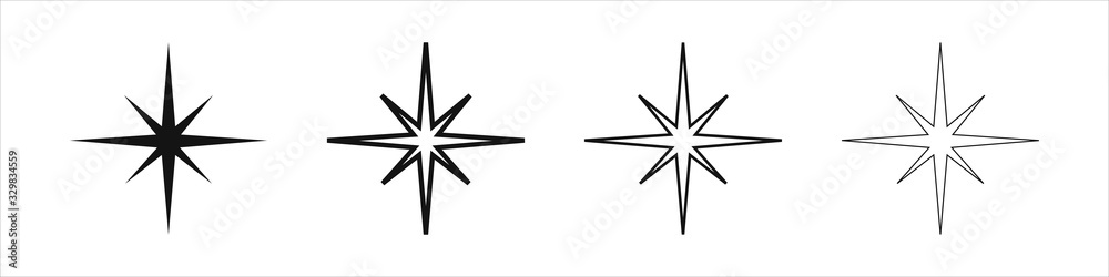 Star icons set. A collection of night luminaries. Logos Vector illustration Star icons set. A collection of night luminaries. Logos Vector illustration