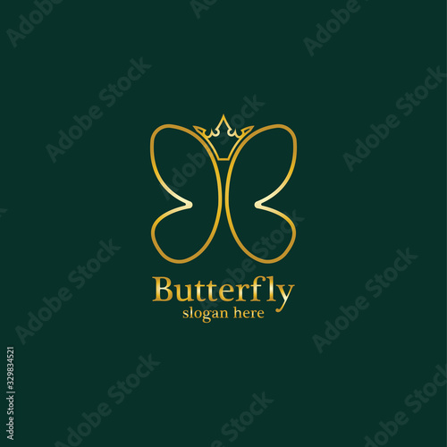 Golden Butterfly logo. Royal butterfly logotype