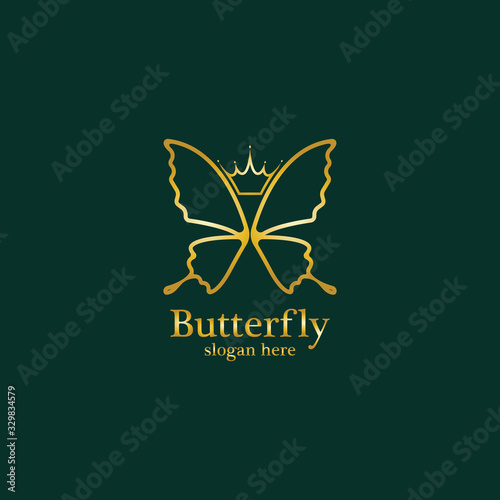 Golden Butterfly logo. Royal butterfly logotype