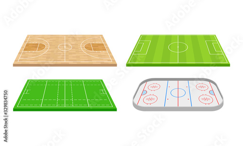 Playing Fields for Sport Games Like Football Vector Set