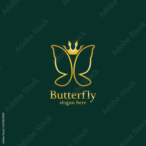 Golden Butterfly logo. Royal butterfly logotype