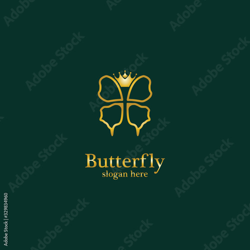 Golden Butterfly logo. Royal butterfly logotype