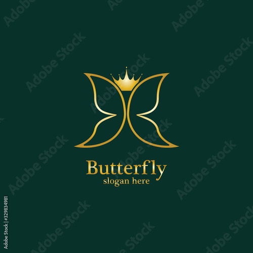 Golden Butterfly logo. Royal butterfly logotype