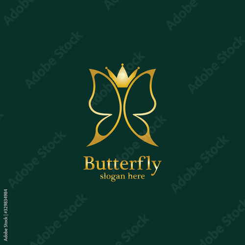 Golden Butterfly logo. Royal butterfly logotype