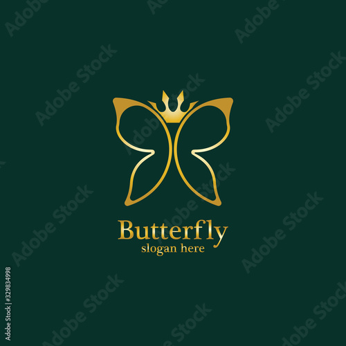 Golden Butterfly logo. Royal butterfly logotype