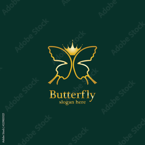 Golden Butterfly logo. Royal butterfly logotype