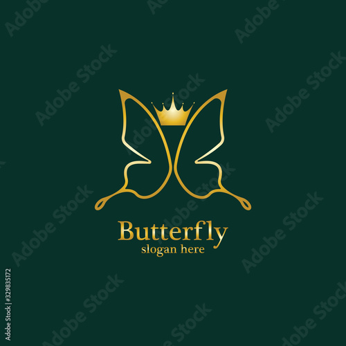 Golden Butterfly logo. Royal butterfly logotype