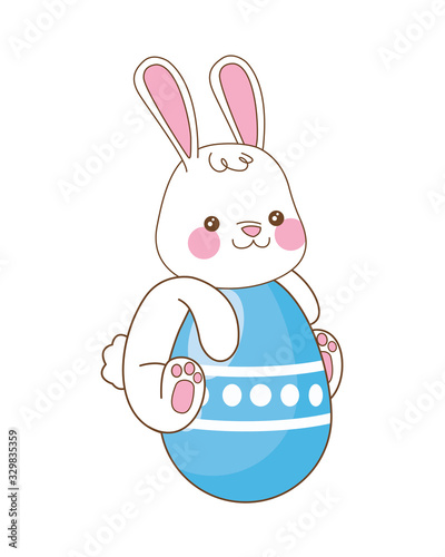 cute little rabbit and egg painted easter character