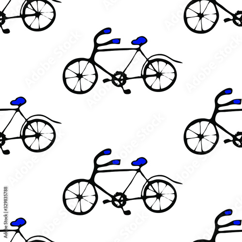 hand drawn vector seamless pattern with city bikes