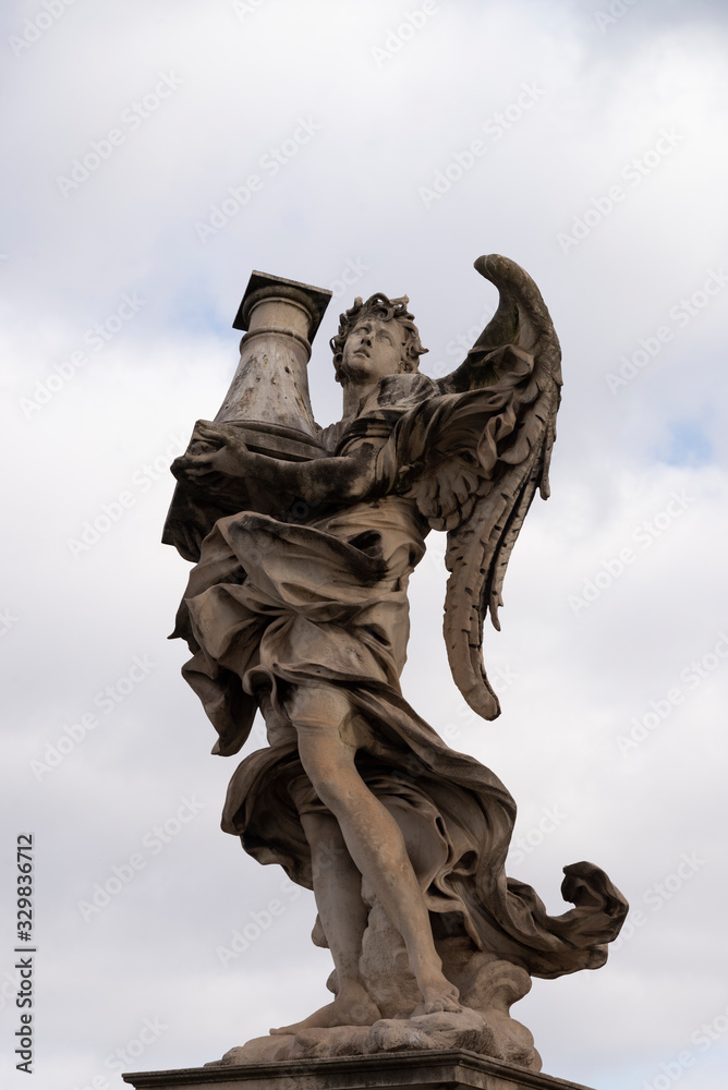 Angel with the column on Ponte Sant'Angelo, Rome, Italy. Symbol of the Passion of Christ by Antonio Raggi.