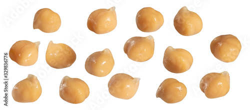 preserved chickpeas isolated on white background