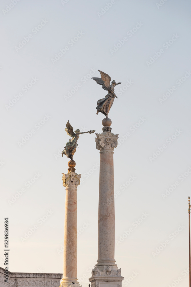 Winged victory with palm and bronze snake, altar of the Fatherland, Vittoriano, Rome, Italy.