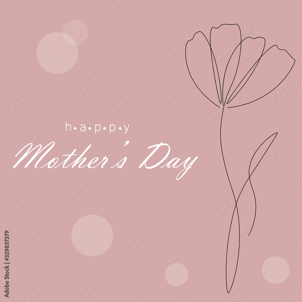 Mothers day card with flower, vector illustration.	