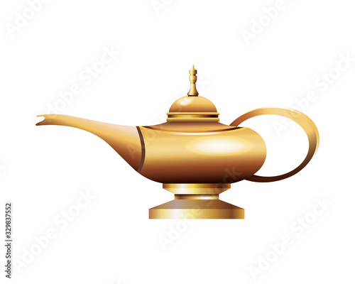 Antique golden magic lamp icon