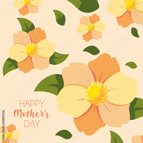 beautiful greeting card with label happy mothers day