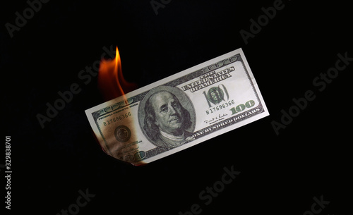 Photography Money fire burn dollar paper