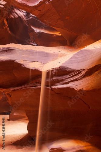 Long exposure of flowing sand inside a slot canyon