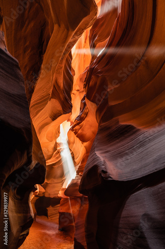 two light rays inside upper antelope canyon