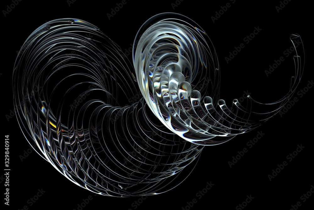 3d render of abstract art piece object in round spiral twist shape in ...