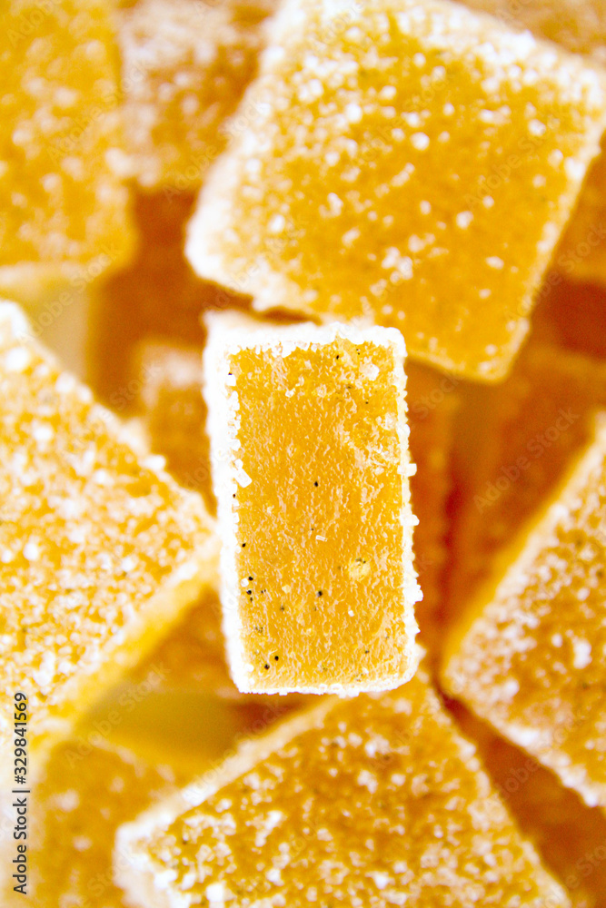 Pineapple, lemon, vanilla pate de fruit (jelly, marmalade, fruit candy